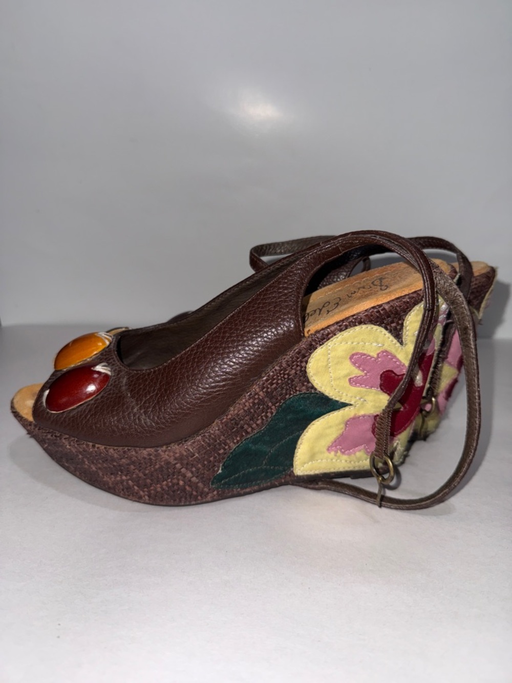 Sam Edelman vintage y2k platform wedges floral embroidered size 7
